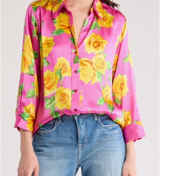 L'AGENCE Tops - L’agence Dani Floral Silk shirt top blouse NWT sold out!